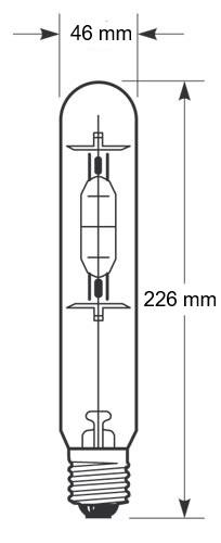 Zeichnung - Metal halide lamp with quartz burner , HRI-T 250W/230/B/E40